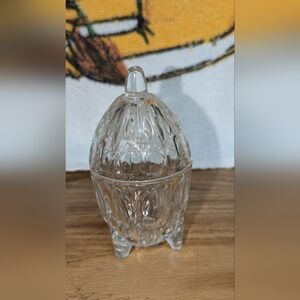Vtg, glass egg trinket dish